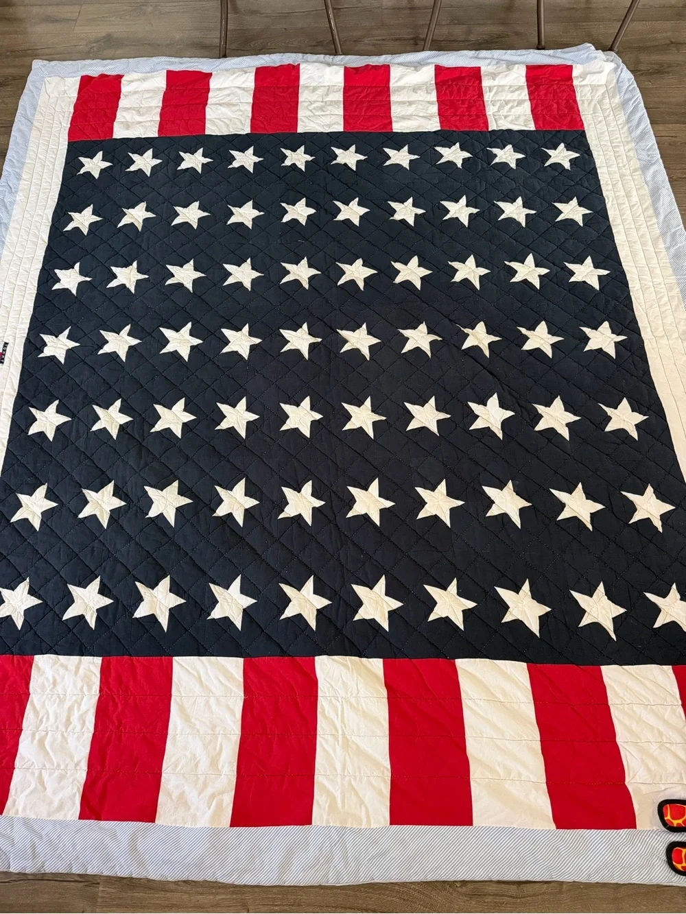 Tommy Hilfiger American Flag Quilt Stars Stripes Approximately 85”x100” Read Des